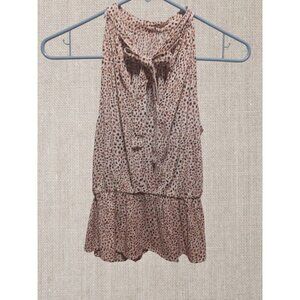 Japna Womens Sleeveless Tiered Print Blouse Top Size Small